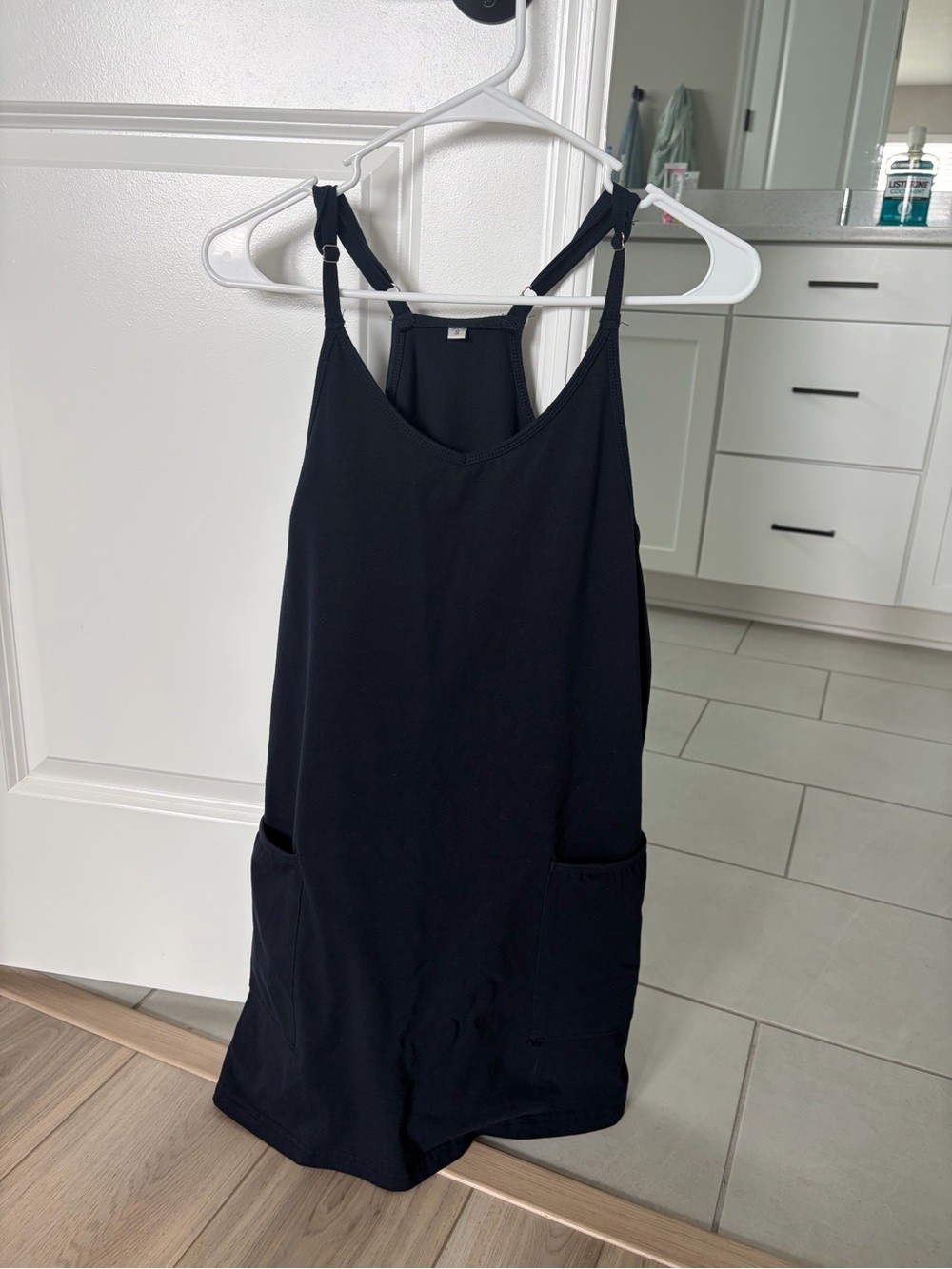 Navy Sleeveless Romper with Pockets
